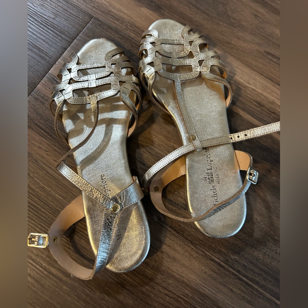 Italian Gold Leather Sandals